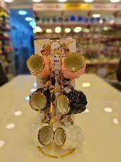 طقم شاي بابلز 6 قطع الوان مع حامل عمودي