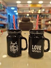 كوب زجاجي اسود 450 ملي