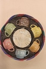 طقم فنجان بورسلين الوان بالطبق