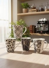 مج سيراميك ابيض و اسود