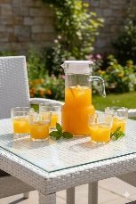 دورق بالاكواب زجاج ابيض شفاف