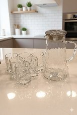 دورق بالاكواب زجاج ابيض