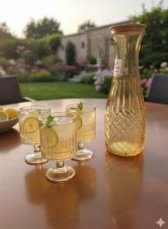 دورق بالاكواب زجاج عثلي شفاف